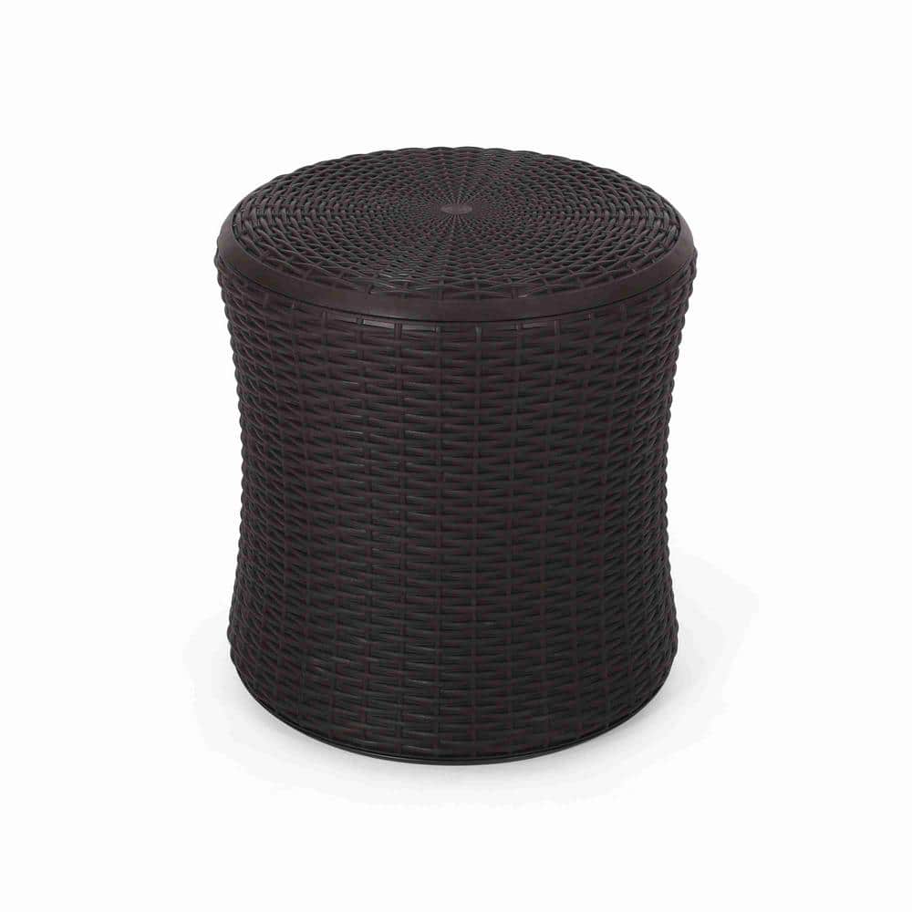 Dark Brown Round Plastic 21 in. Outdoor Side Table