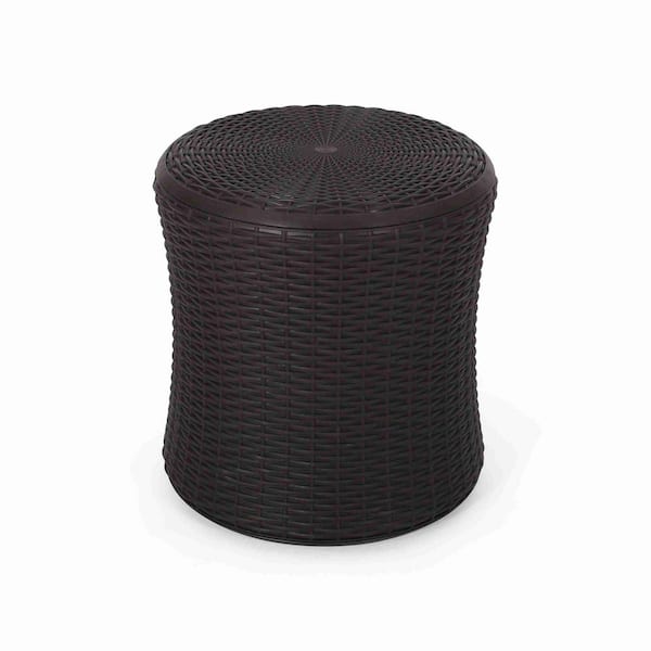 AFAIF Dark Brown Round Plastic 21 in. Outdoor Side Table