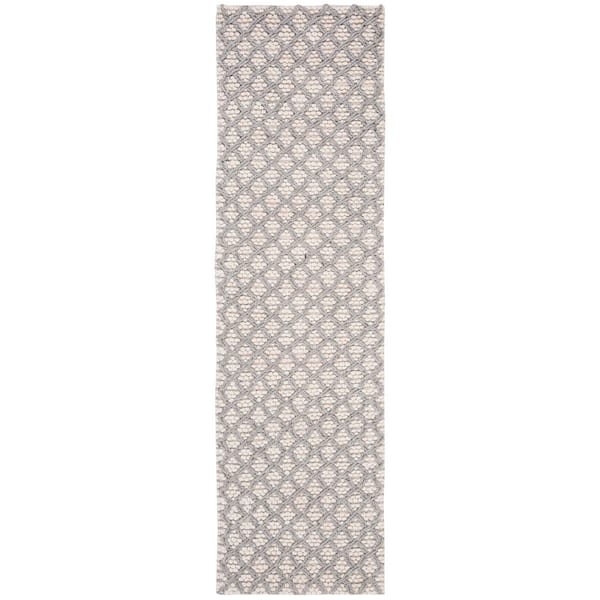 Natura 2 ft. x 8 ft. Silver/Ivory Distressed Multi-Diamonds Runner Rug