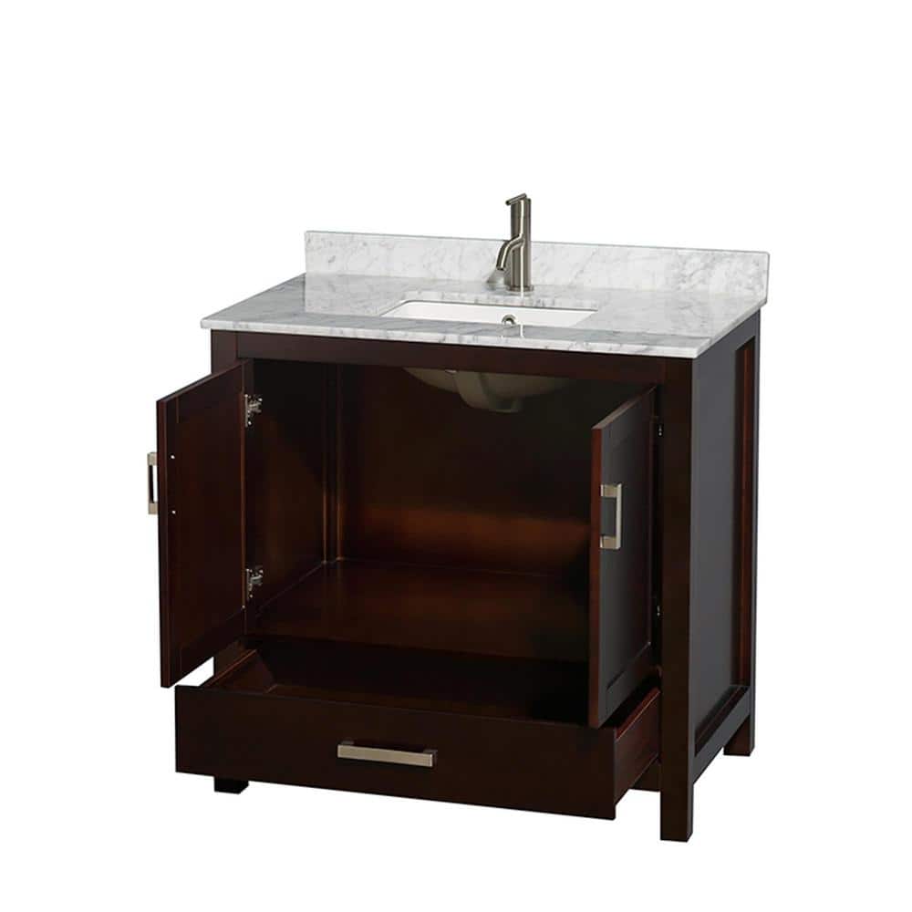 Sheffield Espresso 36'' Freestanding Single Bathroom Vanity with Stone Top