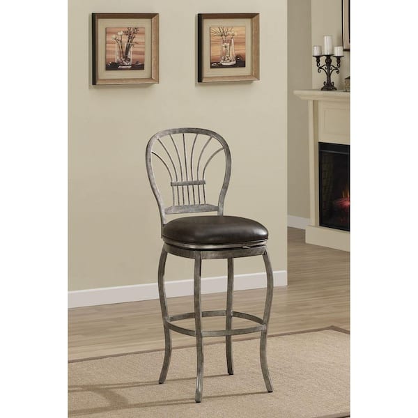 American Heritage Harper 30 in. Rustic Pewter Cushioned Bar Stool