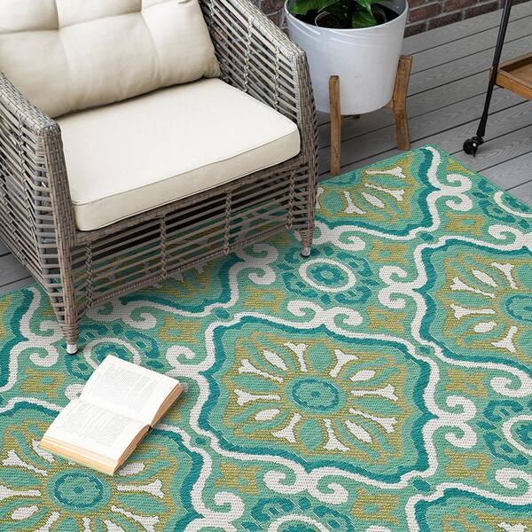 Mohawk Home Sorrento Rust 5 ft. 3 in. x 7 ft. 6 in. Geometric Indoor/Outdoor  Area Rug 790813 - The Home Depot