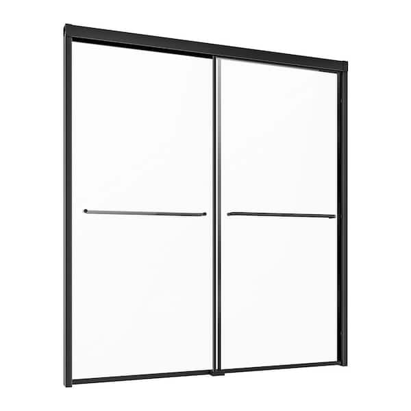 Bathtub Shower Door, 50-60 in. W x 60 in. H, Double Sliding, Pivot, Tub Door in Black with Clear Glass 2025 update