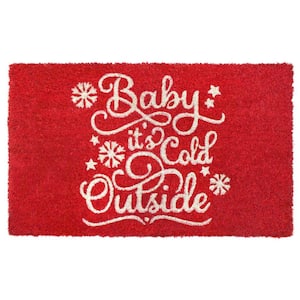 White 18 in. x 30 in. Baby It's Cold Outside Coir Doormat