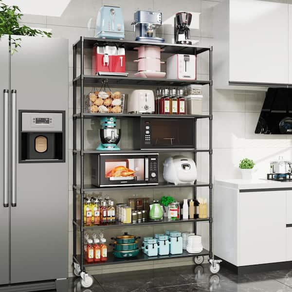 FUNKOL 7-Tier Heavy Duty Steel Wire Shelving Unit in White with Adjustable Shelves (18 in. W x 48 in. H x 82 in. D)