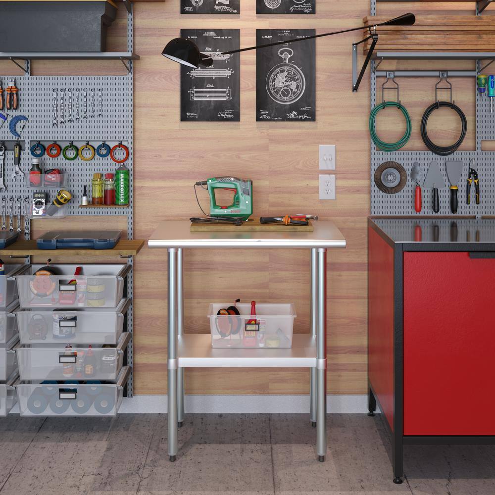 30" Stainless Steel Work Table with Galvanized Undershelf