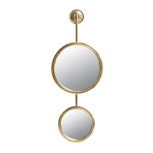 Gold 2 Circle Metal Frame Mirrors Wall Decal