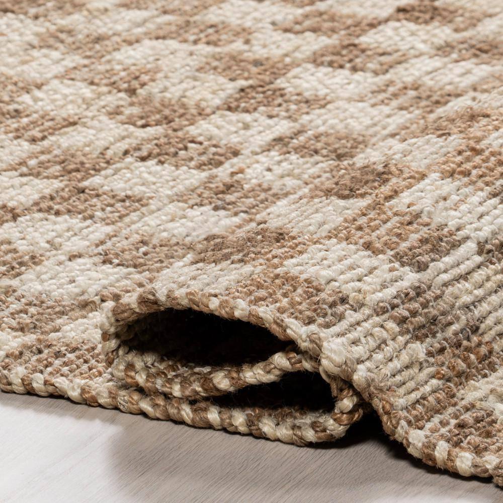 Natural Checkered Flat Woven Jute 4' x 6' Area Rug