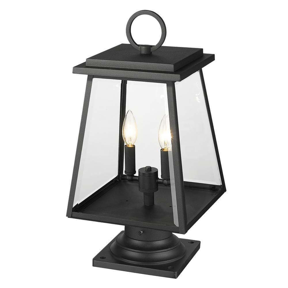 Broughton Black Aluminum and Glass Outdoor Pier Light
