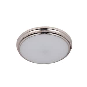 X66 Flush Mounts 11 in. 1-Light Brushed Nickel Integrated LED Flush Mount Ceiling Light with Frosted Polycarbonate Shade