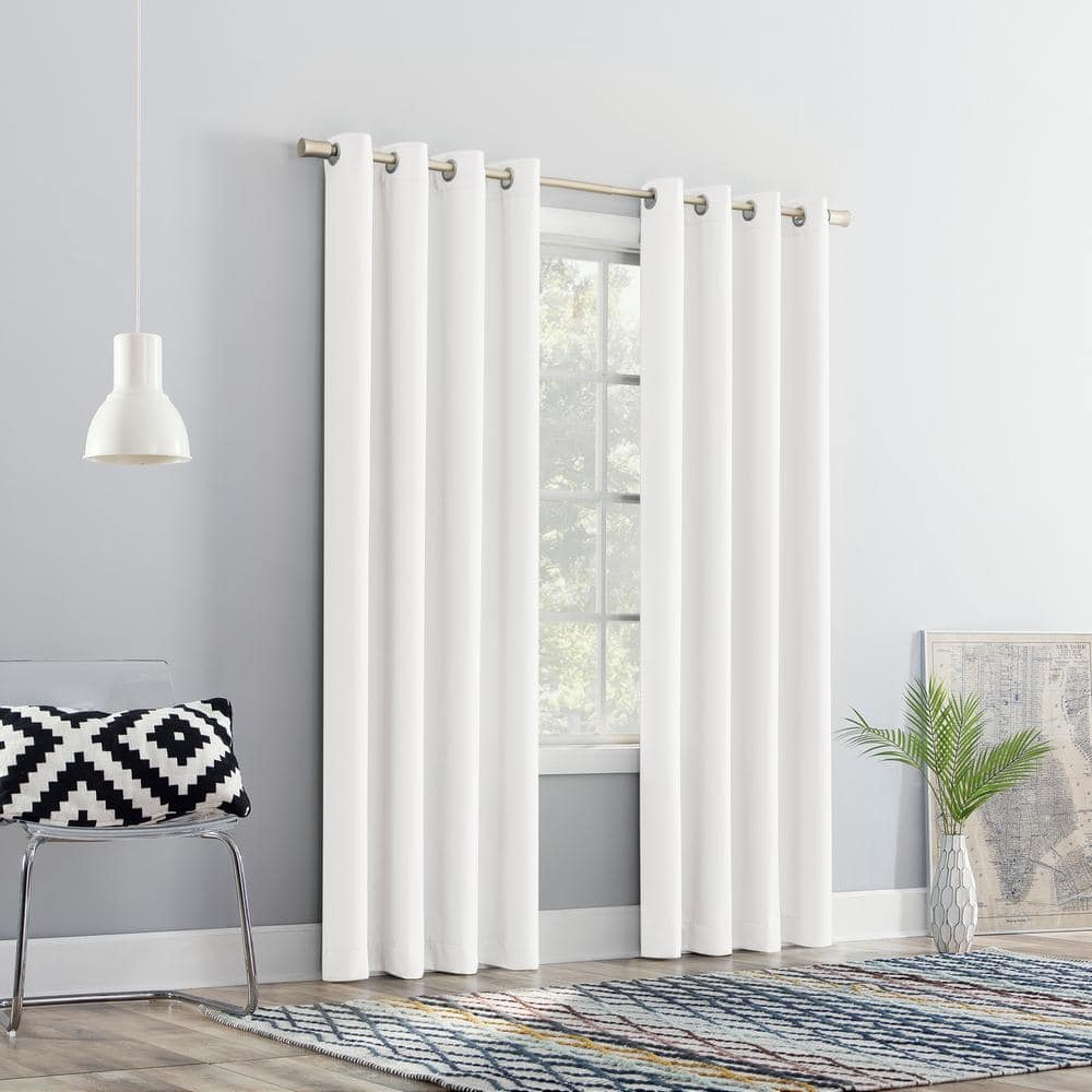 White Light-Filtering Polyester Grommet Curtain Panel 54"x63"