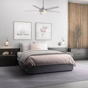 AirPro Signature Plus II 54 in. Indoor Integrated LED Nickel Modern Ceiling Fan with Remote for Living Room and Bedroom