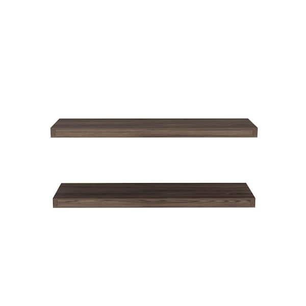 Unbranded New (Set of 2) Brown 31.5 in. W x 9.8 in. D Wide Floating Decorative Wall Shelf: Sleek and Modern Space-Saving Design