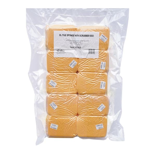 The Tile Doctor XL Tile Sponge with Scrubber Tile Sponge with Reticulated Foam (50-Pack)