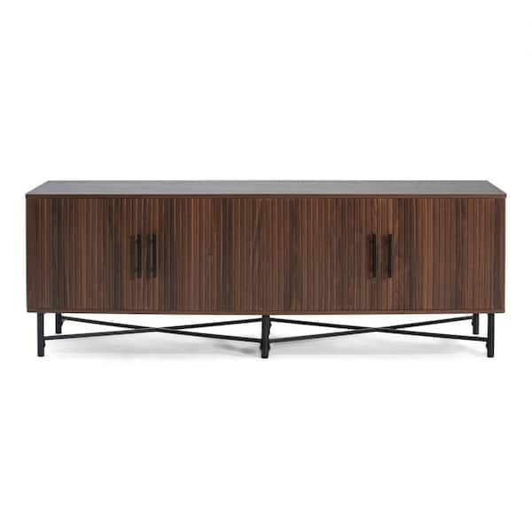 66 in. W x 18 in. D x 23 in. H Brown Linen Cabinet with Adjustable Shelves TV Stand Fits TV up to 65 in.