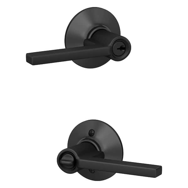 Latitude Matte Black Keyed Entry Door Handle