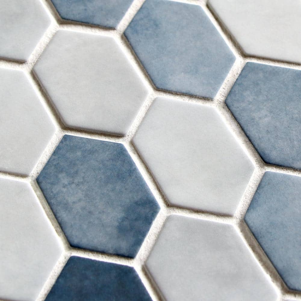 10.75" x 10.12" Hexagonal Recycled Glass Wall & Floor Tile