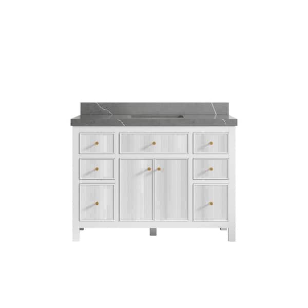 Willow Collections Sonoma 48 in. W x 22 in. D x 36 in. H Bath Vanity in White with 2" Piatra Quartz Top
