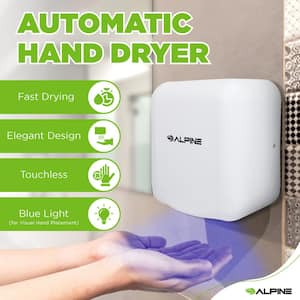 Hemlock White Stainless Steel Commercial Automatic High Speed Electric Hand Dryer