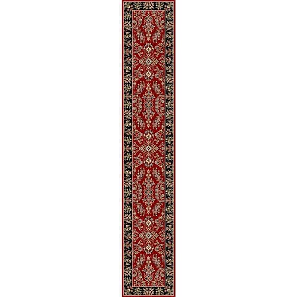 SAFAVIEH Lyndhurst Red/Black 2 ft. x 22 ft. Border Antique Floral Runner Rug