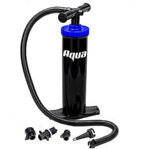Heavy-Duty Dual Action Hand Pump with 4-Nozzle Adapters Attachments, Black