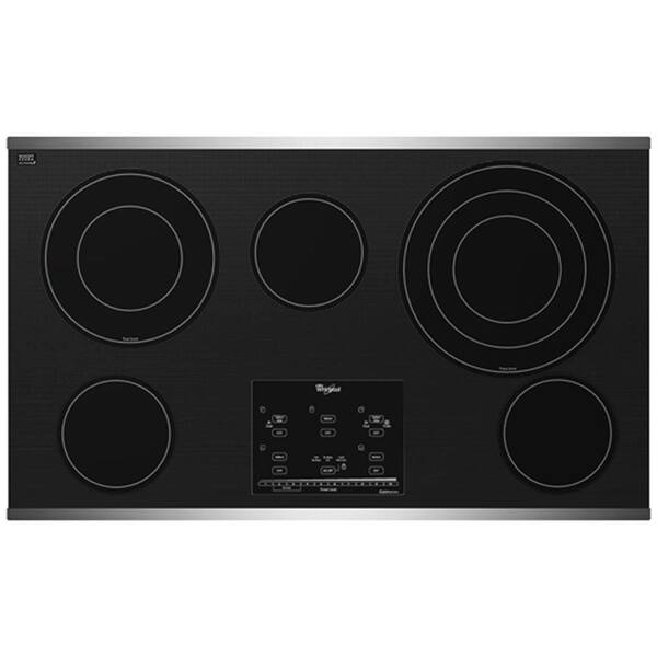 Whirlpool Gold 36 in. Radiant Electric Cooktop in Stainless Steel with 5 Elements Including AccuSimmer Plus Element