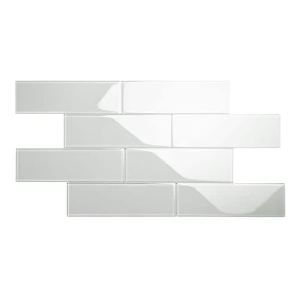 Giorbello Light Gray 4 in. x 12 in. x 8mm Glass Subway Tile (5 sq. ft./Case)