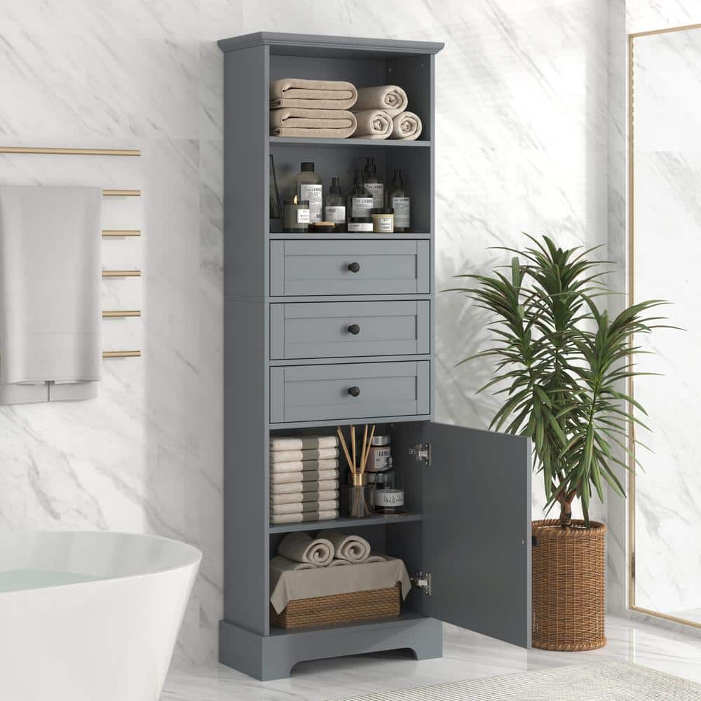 Multifunctional MDF Storage Cabinet with Adjustable Shelves and 3-Drawers f