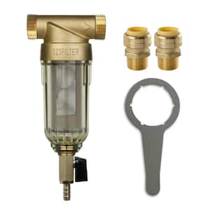WSP-50SL Reusable Spin Down Sediment Filter with Siliphos and Push-Fit Plumbing Fittings 20 GPM 1 in. MNPT 3/4 in. FNPT