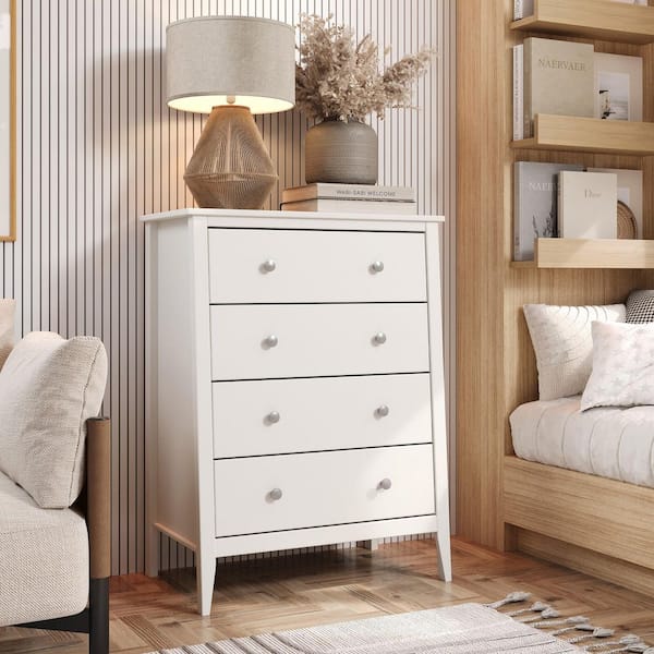 Jela-USA Solid Wood 4 Drawer Dresser 26 in. H x 13 in. W x 15 in. D-White 47914 - The Home Depot Jela-USA Solid Wood 4 Drawer Dresser 26 in. H x 13 in. W x 15 in. D-White 47914 - The Home Depot