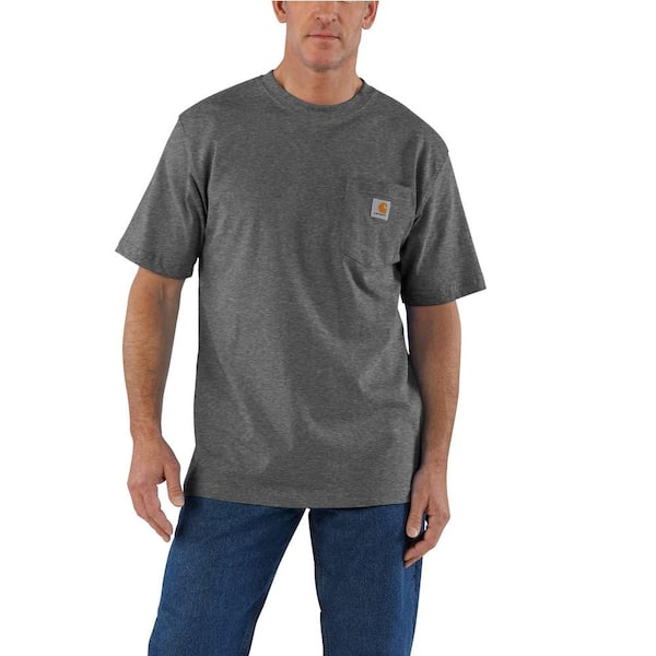 Carhartt Men's 5X-Large Carbon Heather Cotton/Polyester Workwear Pocket Short Sleeve T-Shirt Mid Weight Jersey Original Fit