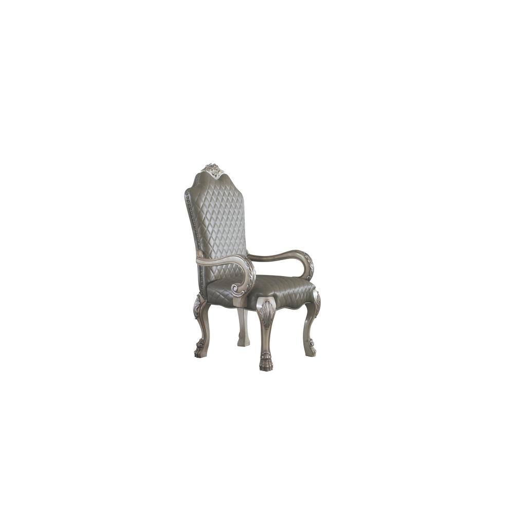 Dresden Vintage Bone White Floral Leather Accent Chair
