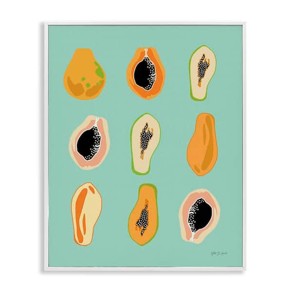 Stupell Industries Papaya Fruits on Blue by Yvette St. Amant White Framed Food Giclee Art Print 14 in. x 11 in.