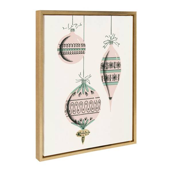 Kate and Laurel Sylvie Vintage Ornaments Framed Canvas by Corinna Buchholz of Piddix, 18x24, Gold