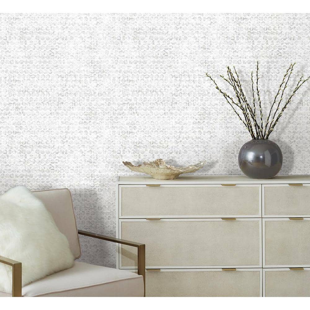 White and Gray Textured Peel and Stick Wallpaper Roll