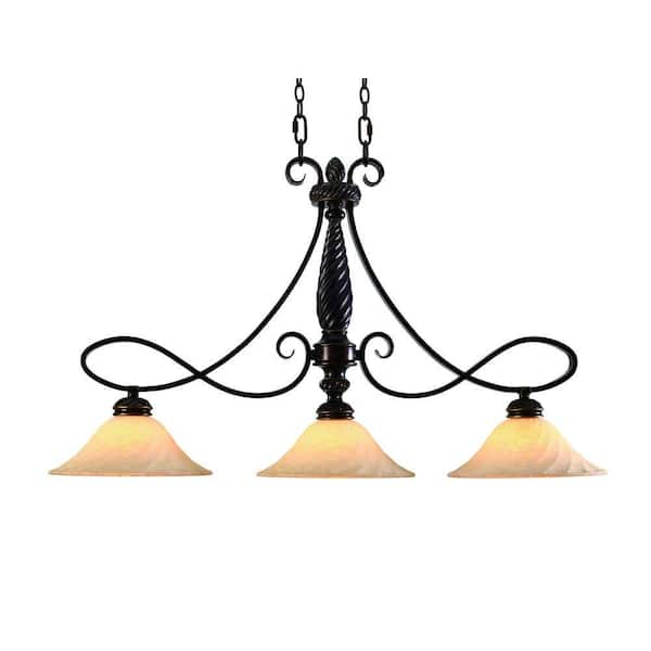 Golden Lighting Laurent Collection 3-Light Cordoban Bronze Island Pendant