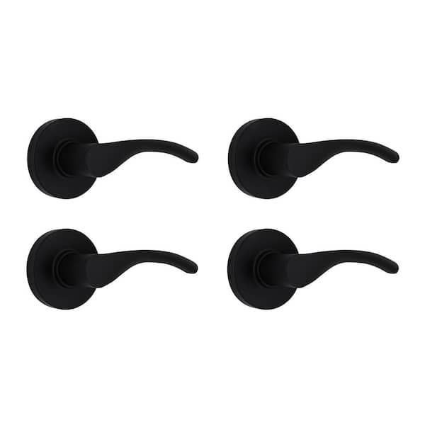 Primrose Matte Black Passage Hall/Closet Door Lever 4-Pack
