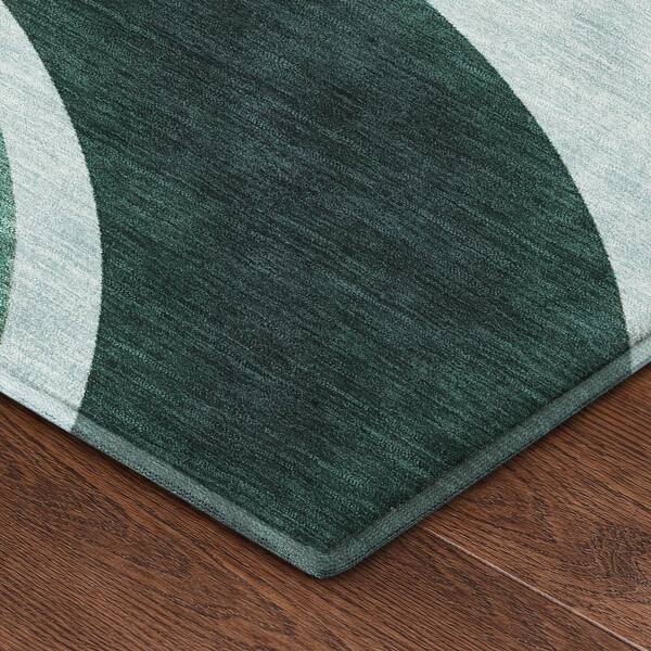 Mayfield Premium Machine Washable Abstract AMF2537 Teal 3 ft. x 5 ft. Area Rug