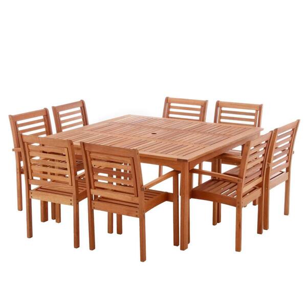 Ia Livorno 9 Piece Square Eucalyptus Wood Patio Dining Set Bt The Home Depot Square Eucalyptus Wood Patio Dining Set, Eucalyptus Wood Outdoor Furniture Care