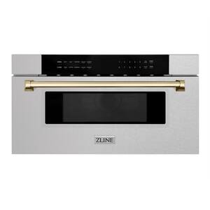 30 in. W 1.2 cu. ft. 1000-Watt Built-In Microwave Drawer in Fingerprint Resistant Stainless Steel and Gold Accents