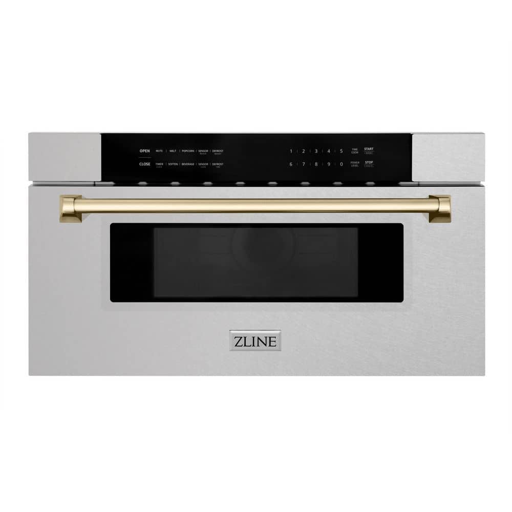 Autograph Edition 30 in. 1.2 cu. ft. Built-In Microwave Drawer in Satin Stainless Steel with Polished Gold Accents price history on PriceWatchPro