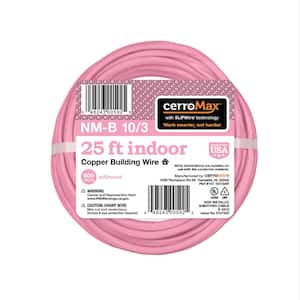 25 ft. 10/3 Pink Solid CerroMax SLiPWire Copper NM-B Wire