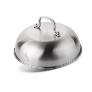 9 in. Circular Stainless Steel Insulated Pot Cover with Stainless Steel Handle