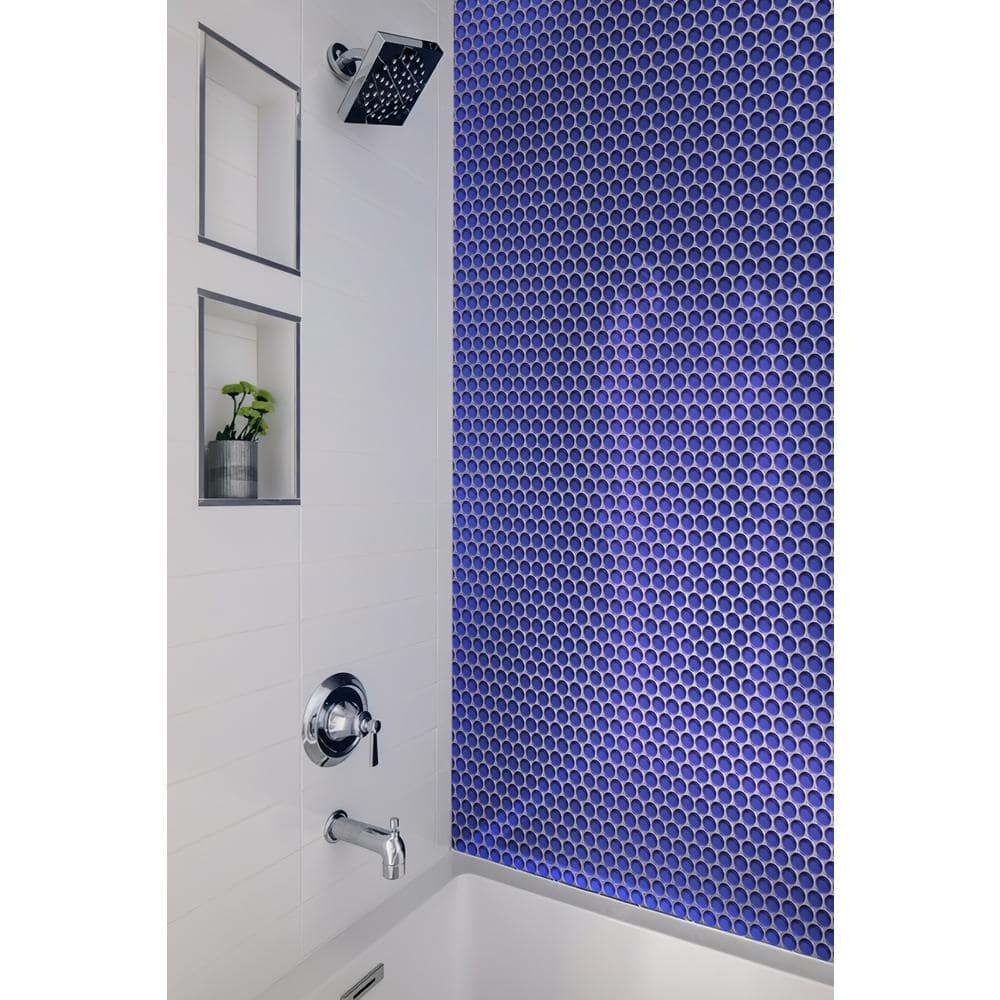 Cobalt Blue 12" x 12" Penny Round Glass Mosaic Tile
