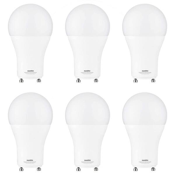 Sunlite 100-Watt Equivalent A19 UL Listed and Dimmable GU24 Base LED Light Bulb in Warm White 3000K (6-Pack)