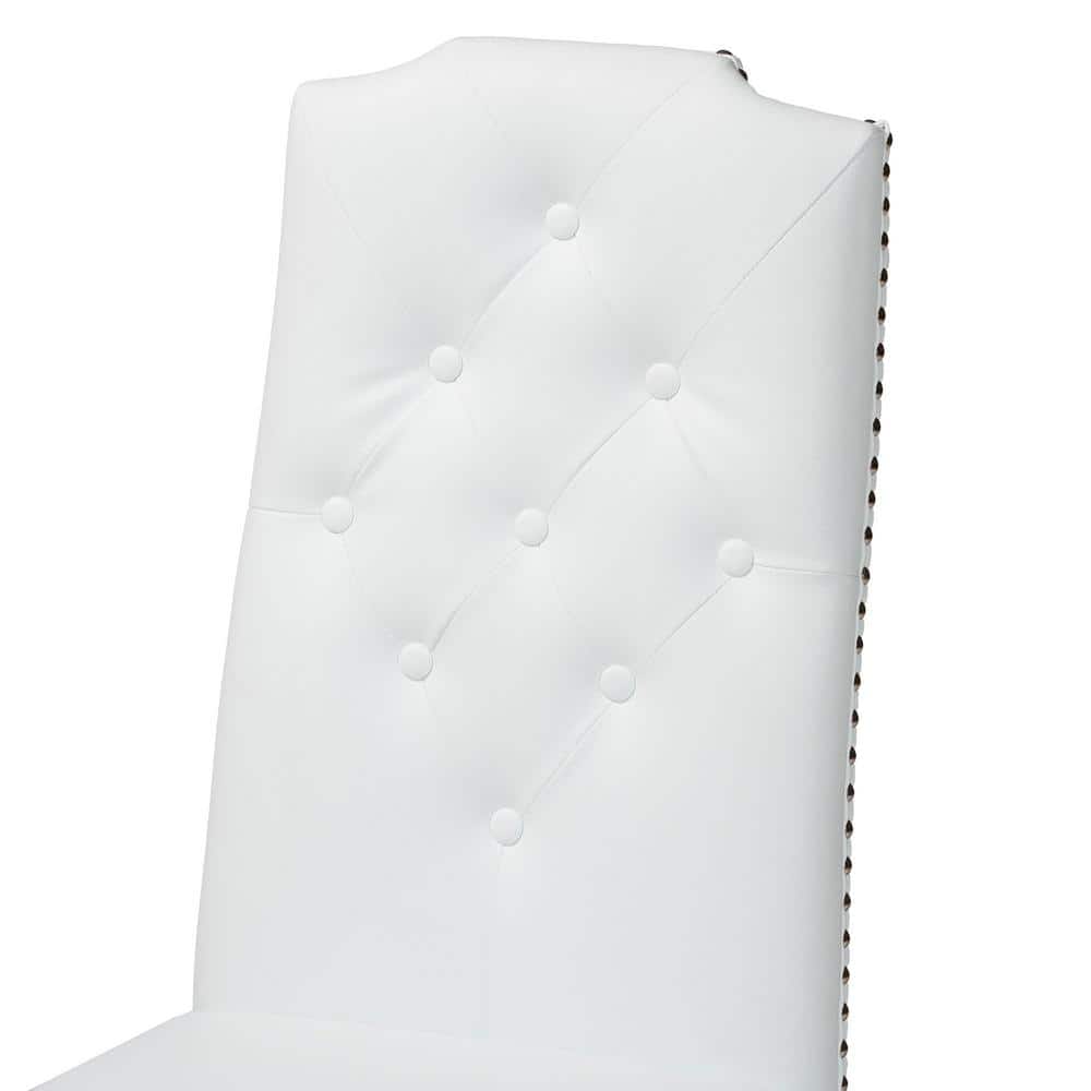 White Faux Leather Button-Tufted Parsons Dining Chair Set