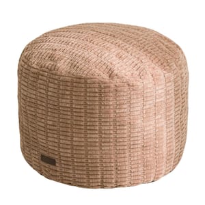 20 x 20 x 15 in. Brown Round Modern Foam Filled Foot Rest Outdoor Pouf Relax Stool for Wedding Christmas Party