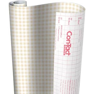 Creative Covering 18 in. x 16 ft. Khaki Plaid Self-Adhesive Vinyl Drawer and Shelf Liner (6 Rolls)