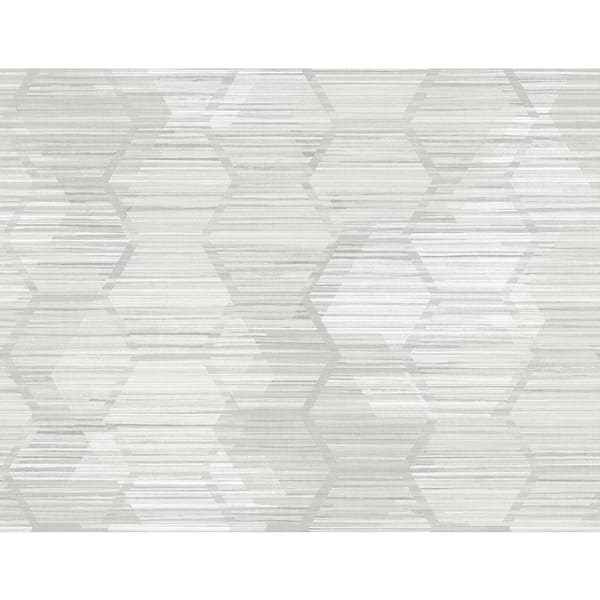 A-Street Prints Jabari Light Grey Geometric Faux Grasscloth Light Grey Wallpaper Sample
