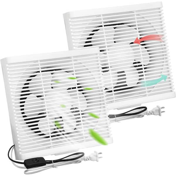 KIWDZFU 2 Pack 8 in. Reversible Window and Wall Mount Vent Fan with Plug for Bathroom Kitchen Attic